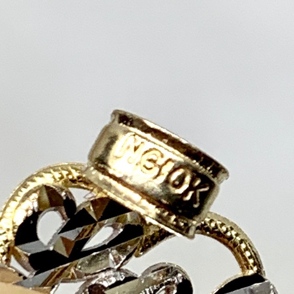 10K White & Yellow Gold Heart Love Pendant .41g - New, great gift - Picture 4 of 4